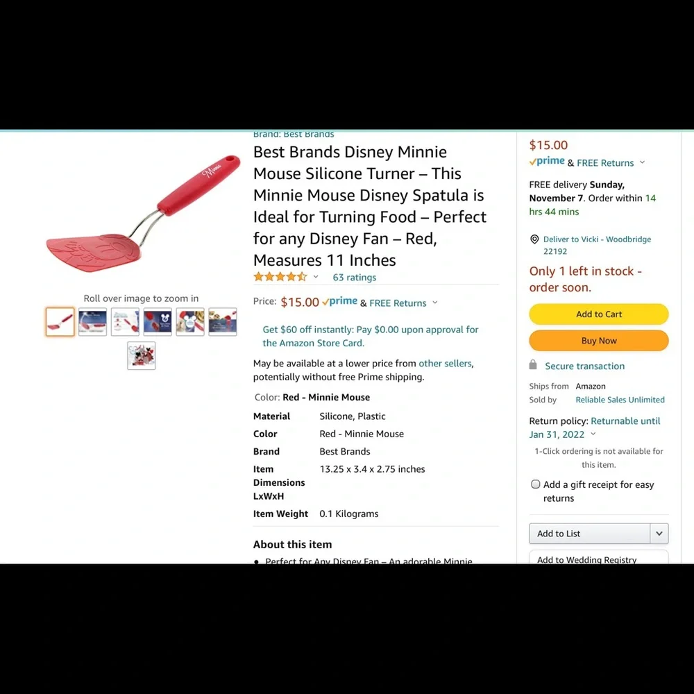 Disney Minnie Mouse Blue Pancake Turner Spatula BRAND NEW